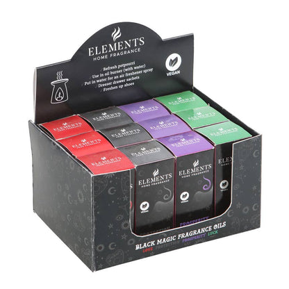 Gothic Black Magic Fragrance Oils in Display