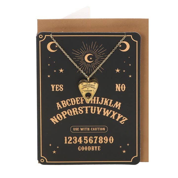 Talking Board Planchette Necklace on Greeting Card