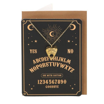 Talking Board Planchette Necklace on Greeting Card