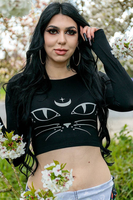 Alternative Coven United Cropped Full Sleeves Cat Tee