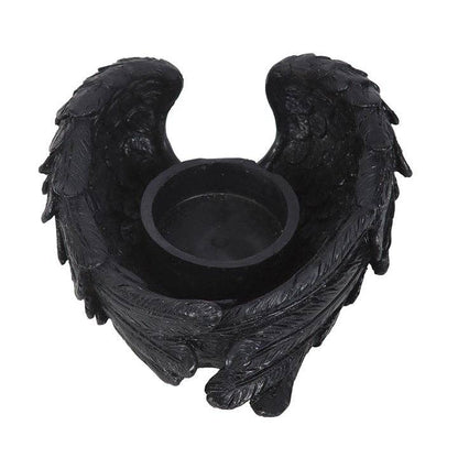 Gothic Raven Wings Halloween Tealight Candle Holder