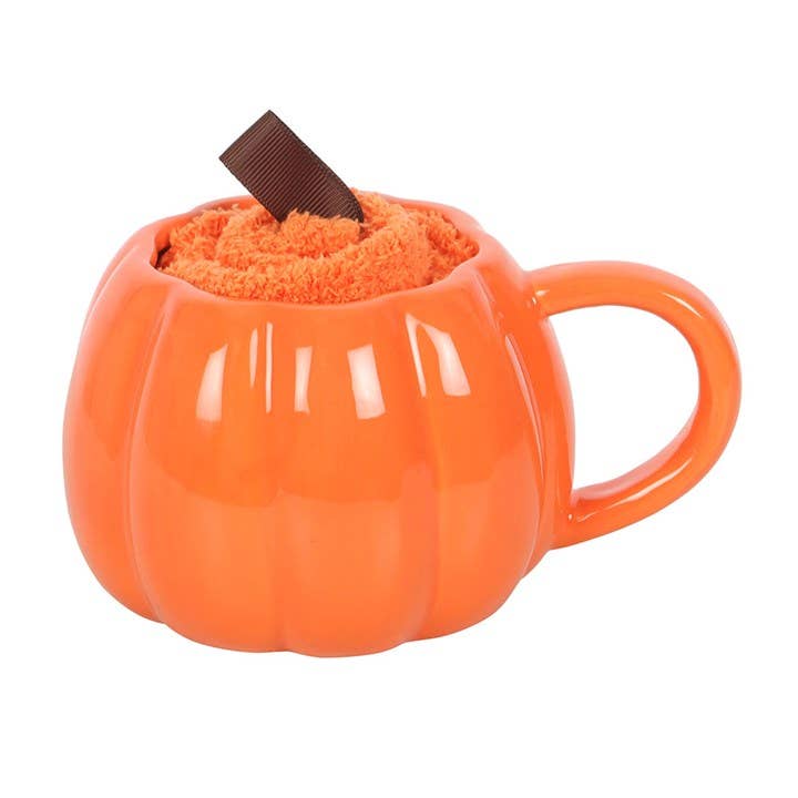 Cute Pumpkin Fall and Autumn Mug and Socks Set