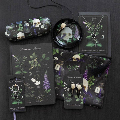 Deadly Nightshade Gothic Keyring with Black Obsidian