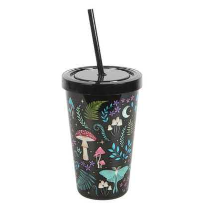 Dark Forest Print Plastic Tumbler with Straw